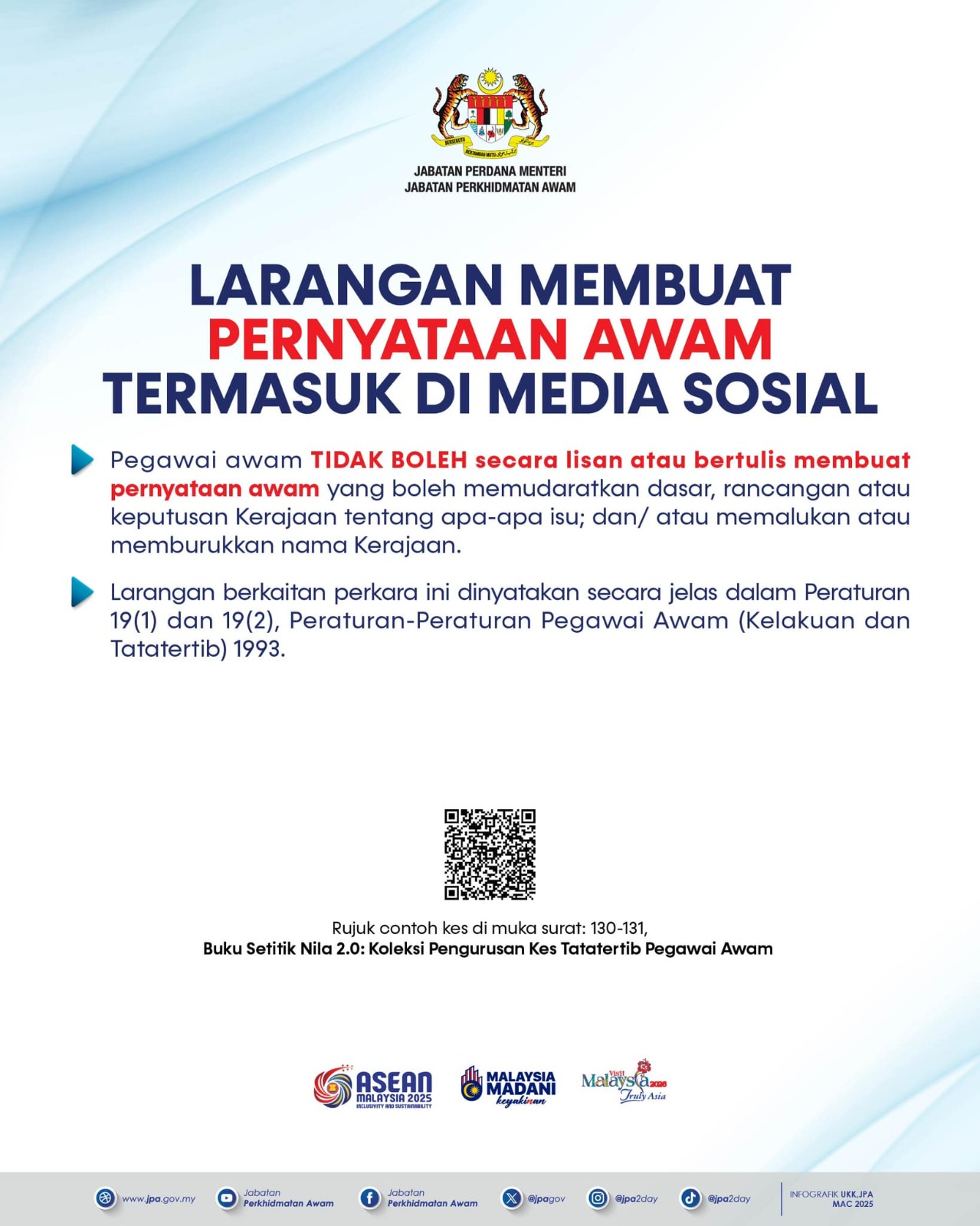 Popup Larangan membuat pernyataan awam